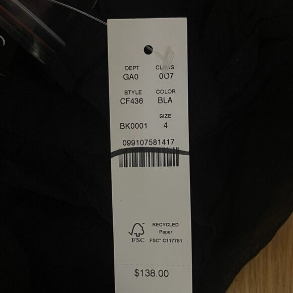 J.CREW Ruffle Button-up Shirt in Crinkle Chiffon Size 4 Black NEW Modern CF436 - Picture 6 of 16